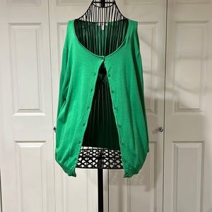 Roz and Ali Green Button Down Sweater